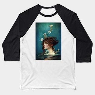 The Naiad - Vintage, Mucha, Gilded Age Baseball T-Shirt